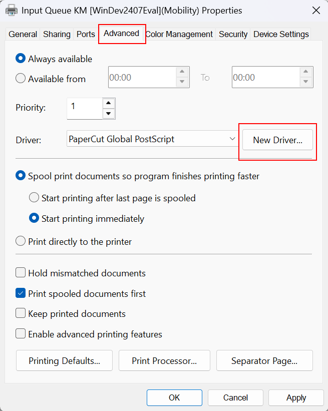 New Mobility Print Driver